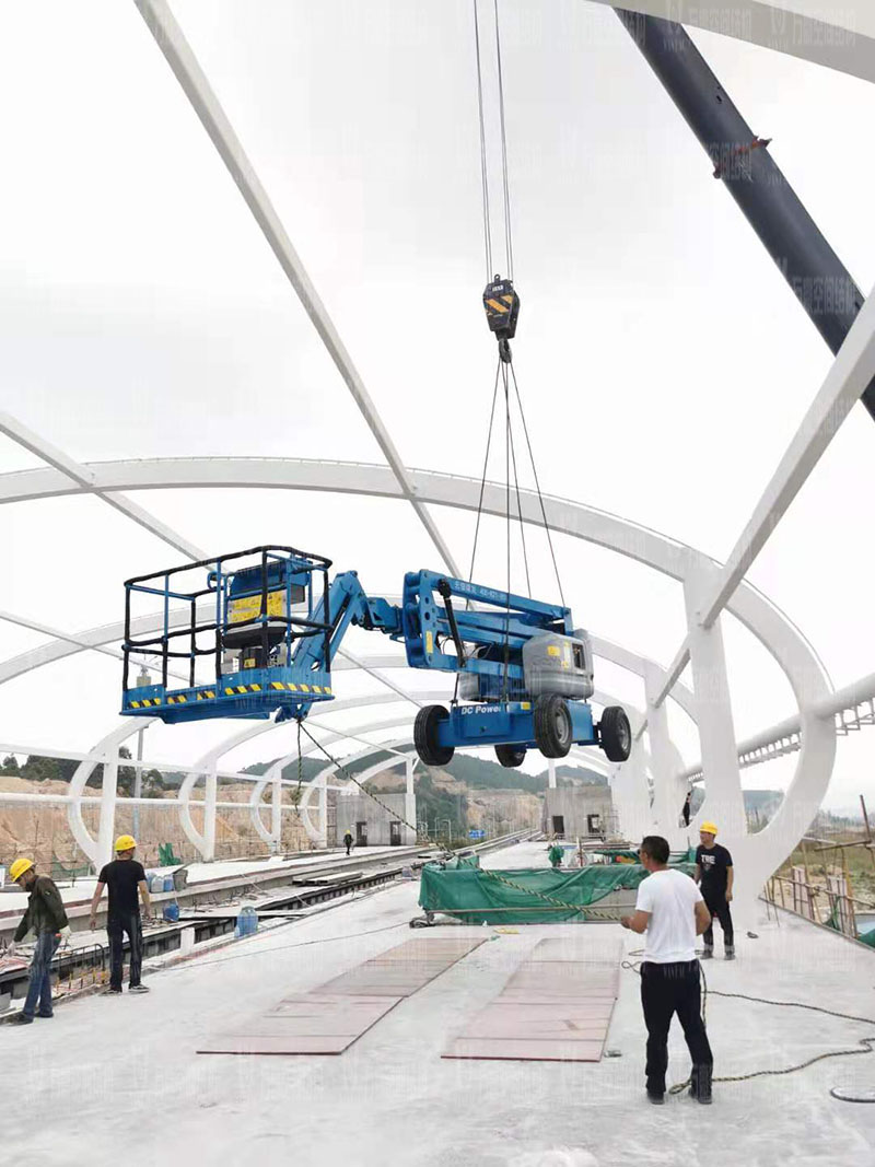 清遠(yuǎn)磁懸浮項(xiàng)目蓮湖車(chē)站鋼-膜結(jié)構(gòu)工程鋼結(jié)構(gòu)防火涂料完工 清遠(yuǎn)磁懸浮項(xiàng)目蓮湖車(chē)站鋼-膜結(jié)構(gòu)工程鋼結(jié)構(gòu)防火涂料完工