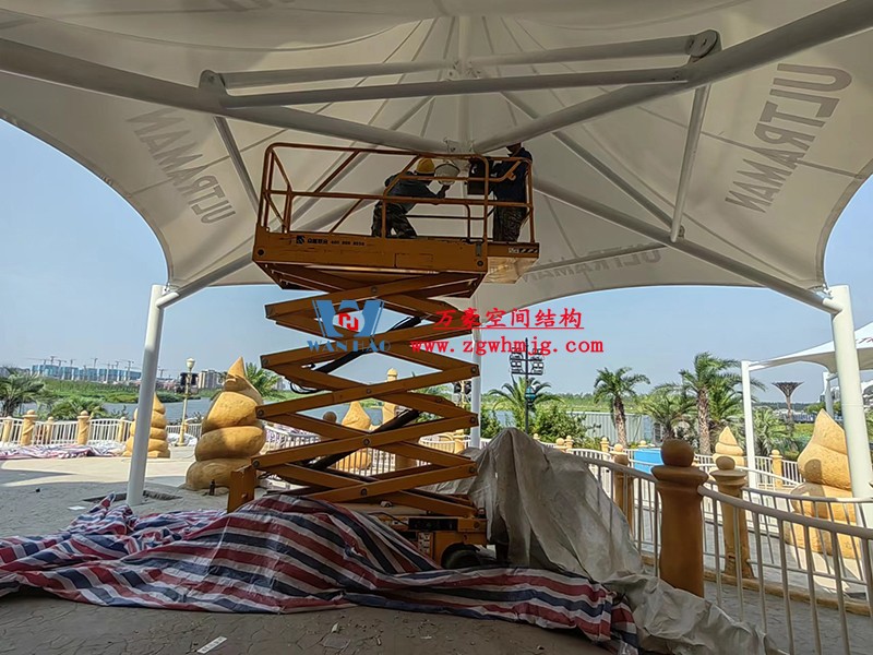 上海海昌海洋公園沙塔餐廳室外鋼膜結構完工