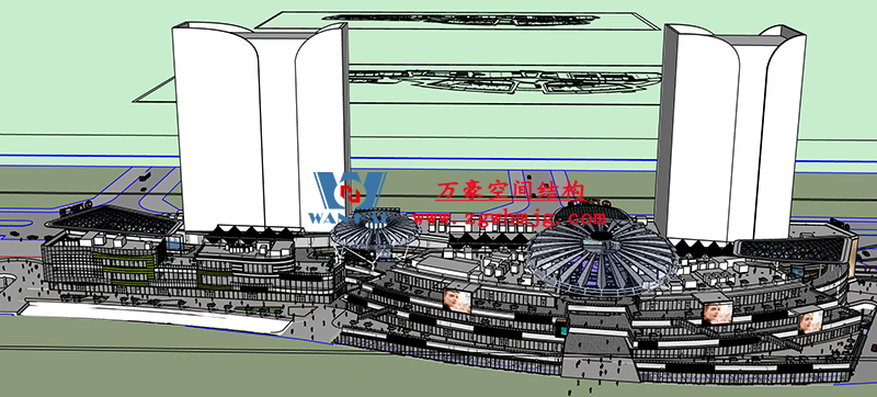 明宇廣場6號地塊商業(yè)（萬達廣場）改造項目鋼膜結(jié)構(gòu)ETFE蓋頂天幕工程進入鋼結(jié)構(gòu)吊裝階段